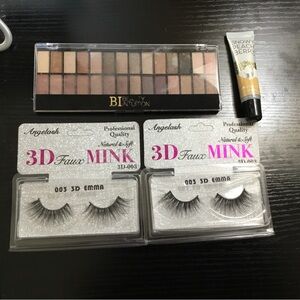 (127) Neutral Eyeshadow Palette with Black 3D Faux Mink Lashes